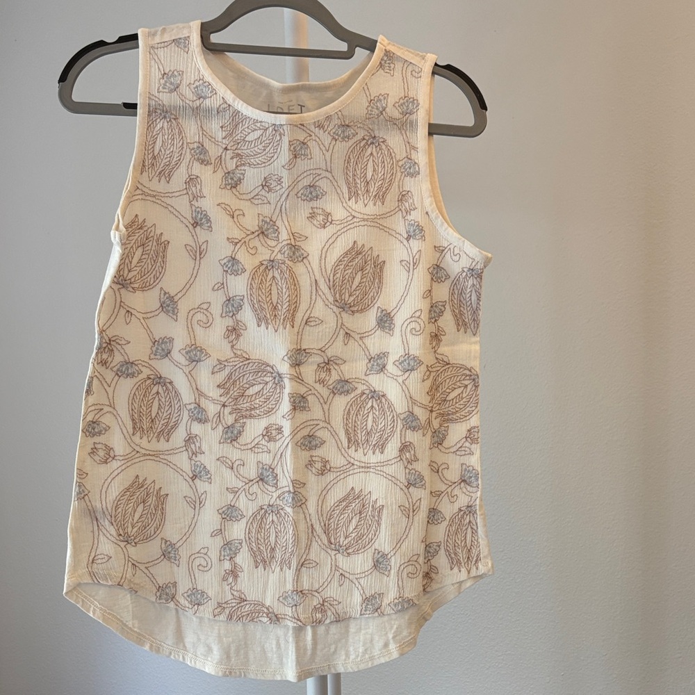 LOFT Cream Floral Tank Top